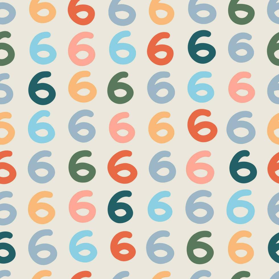 sömlös färgrik tal sex mönster. abstrakt bakgrund med hand dragen klotter former. vektor