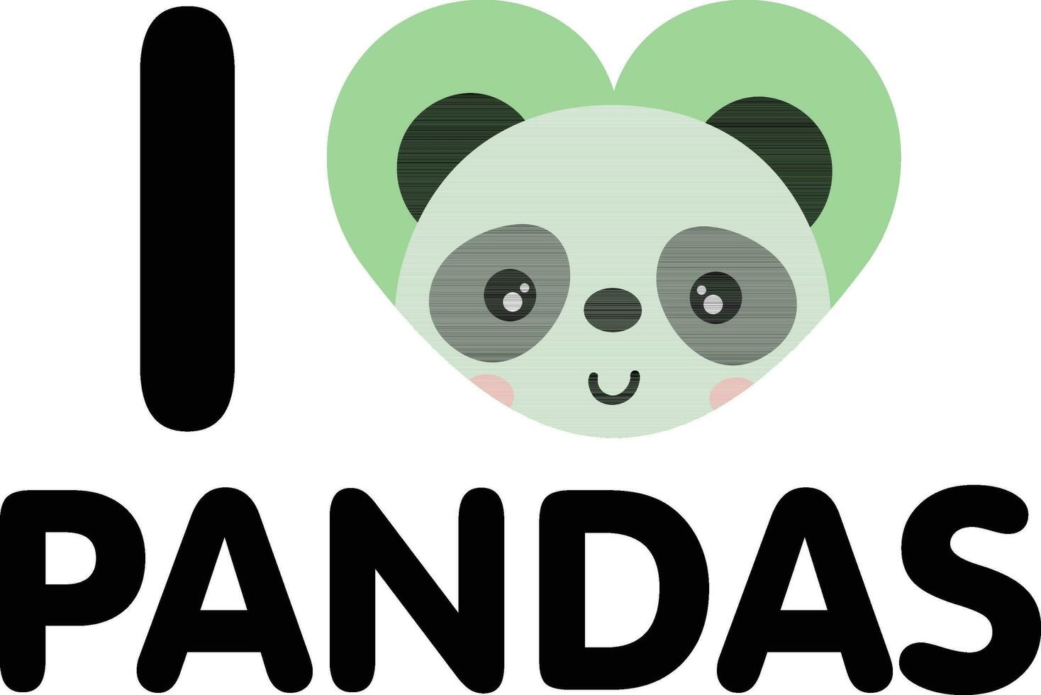 Wort Text von ich Liebe Pandas vektor