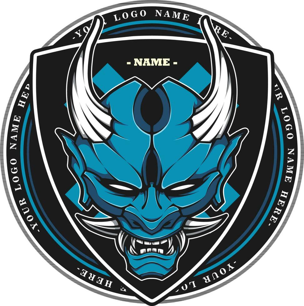 oni Maske Kopf Logo Vektor Illustration