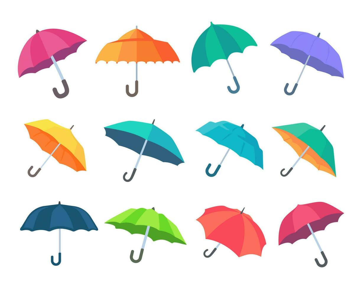 färgrik paraply ikon för regn skydd öppen Sol paraply enkel stil vektor