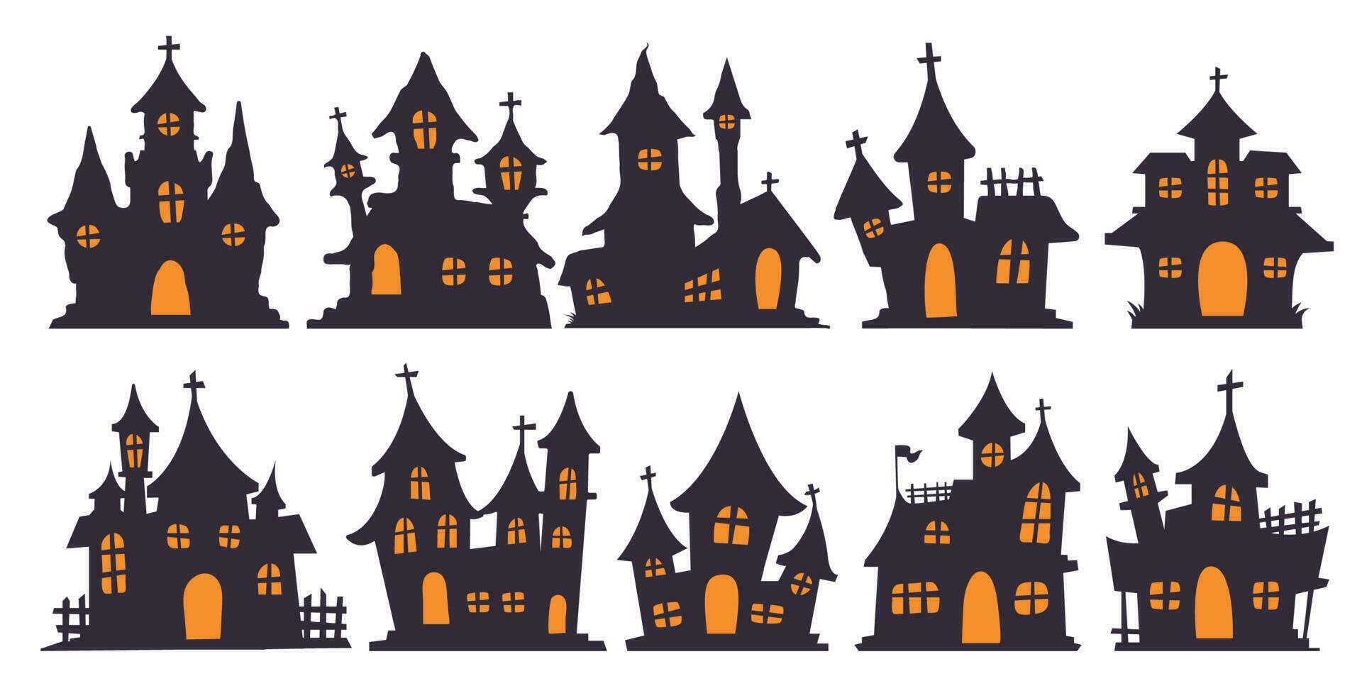 silhuett av vampyr slott skrämmande spöke hus på halloween natt. vektor