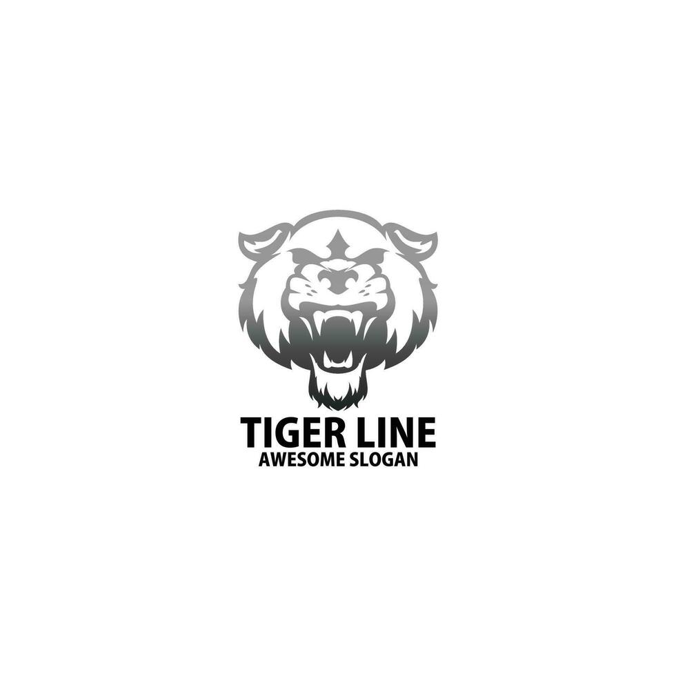 Tiger Kopf Logo Design Linie Farbe vektor