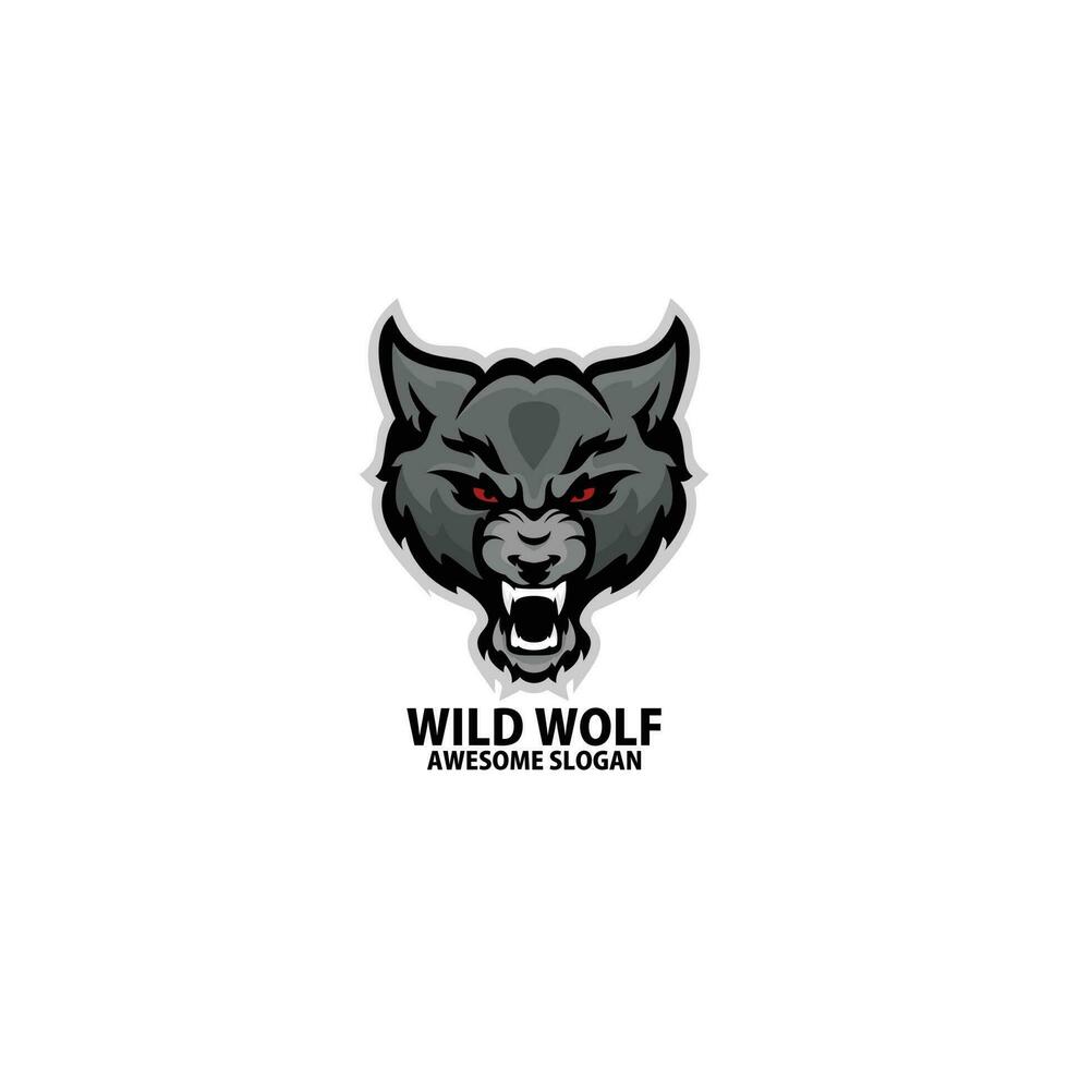 Wolf wütend Logo Spielen Esport Design vektor