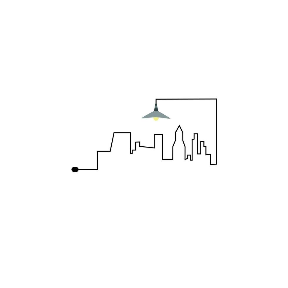 modern stadsbild kontinuerlig en linje vektor teckning