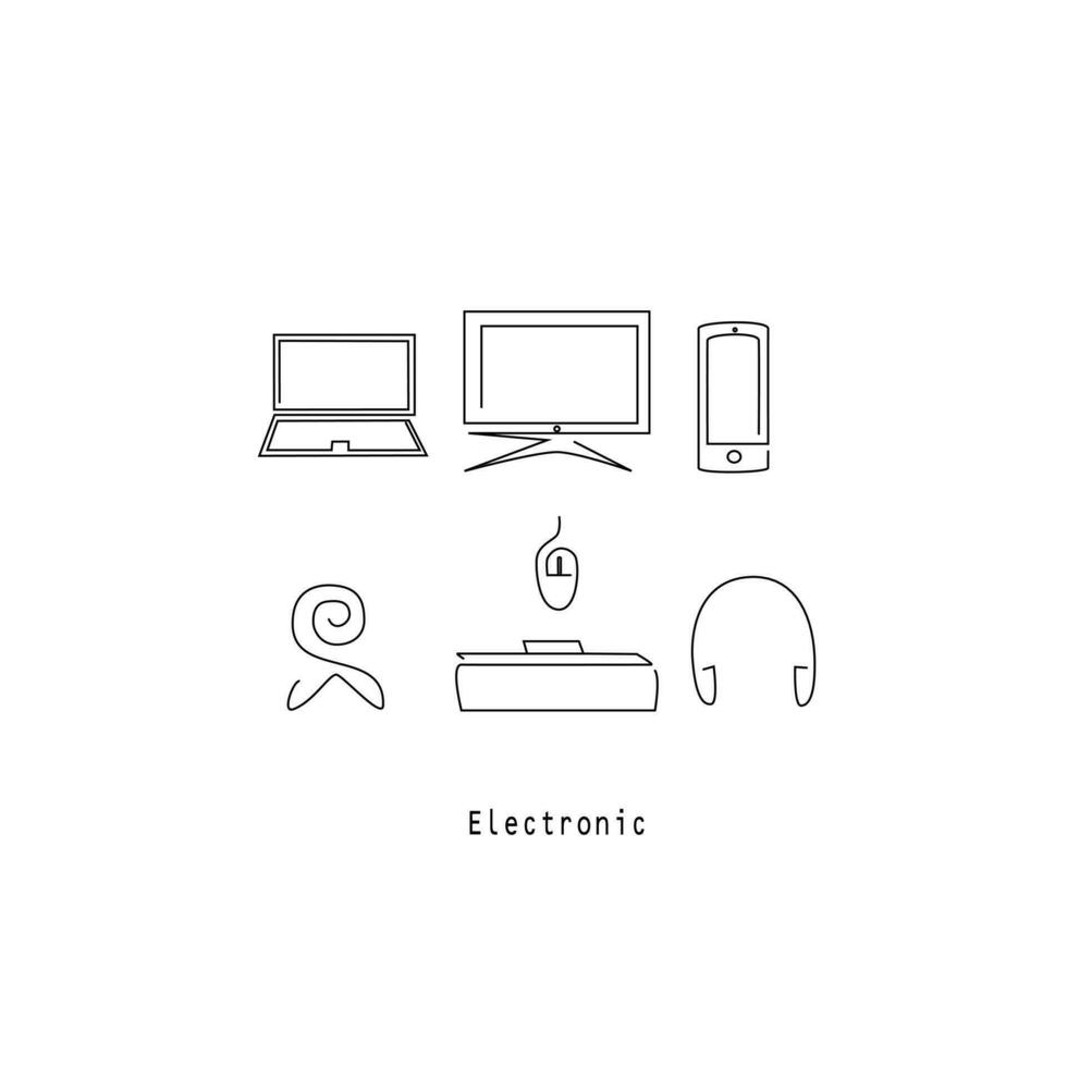 enheter och elektronik relaterad linje ikoner. vektor linjär ikon uppsättning.