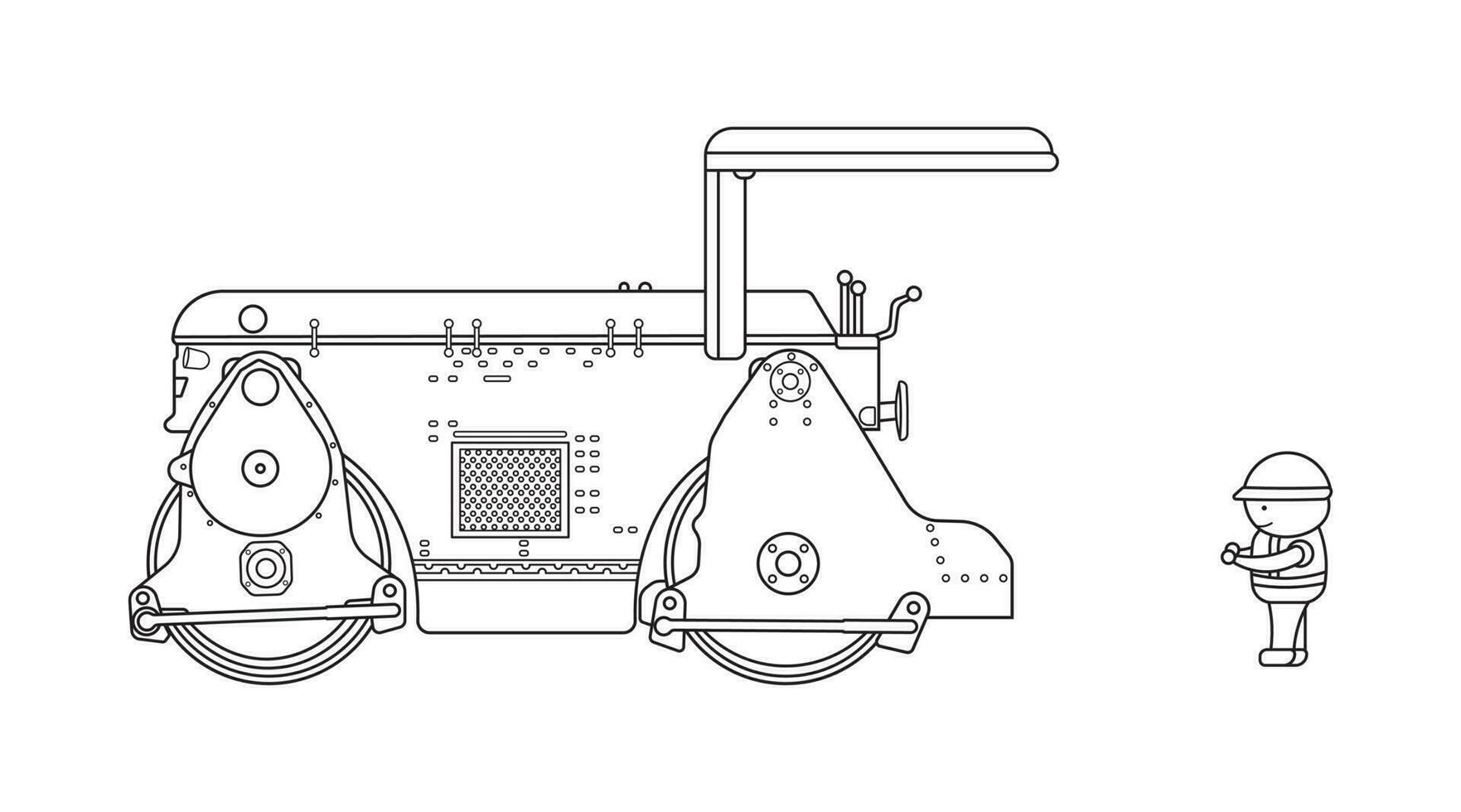 hand dragen vektor illustration Färg barn konstruktion årgång väg vält konstruktion maskin ClipArt