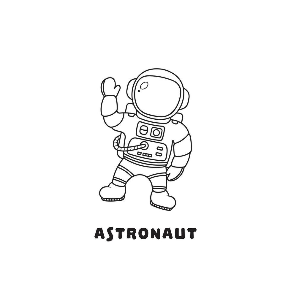 Hand gezeichnet Vektor Illustration Farbe Kinder Astronaut mit Sterne Symbol eben Design Illustration