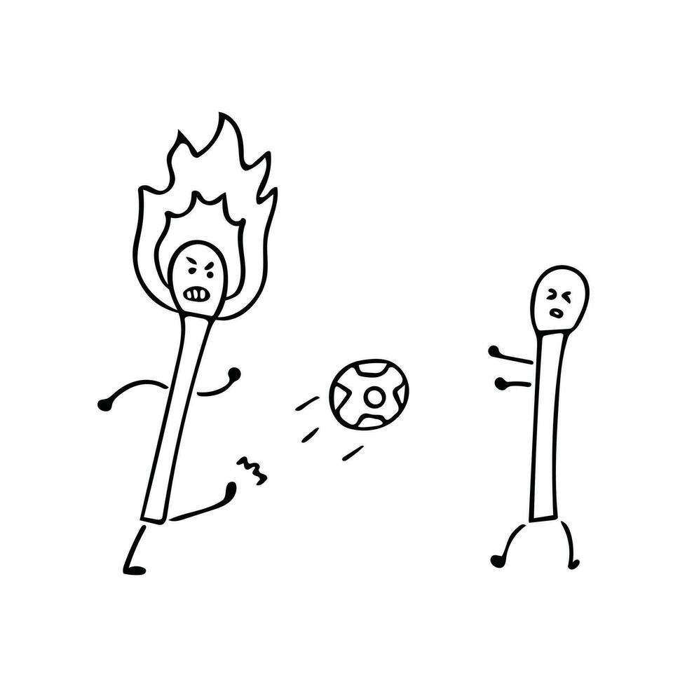 Hand gezeichnet komisch Spiel spielen Fußball Maskottchen Charakter Vektor Illustration Farbe Kinder Karikatur Clip Art