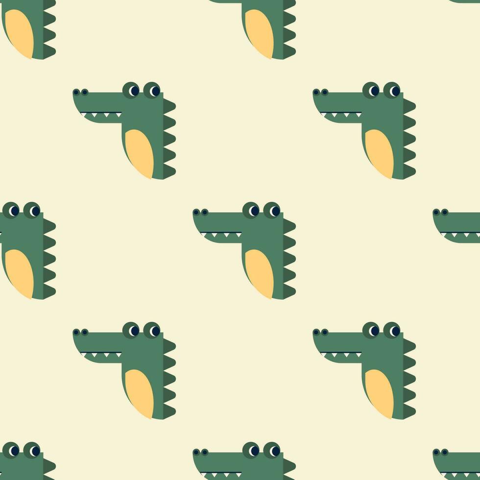 nahtlos Vektor Muster mit süß Krokodil Charakter. süß Vektor Illustration zum Kinder. perfekt drucken zum Stoff, Textil, Hintergrund, Poster, Postkarte und Geschenk Verpackung. Pastell- Farben