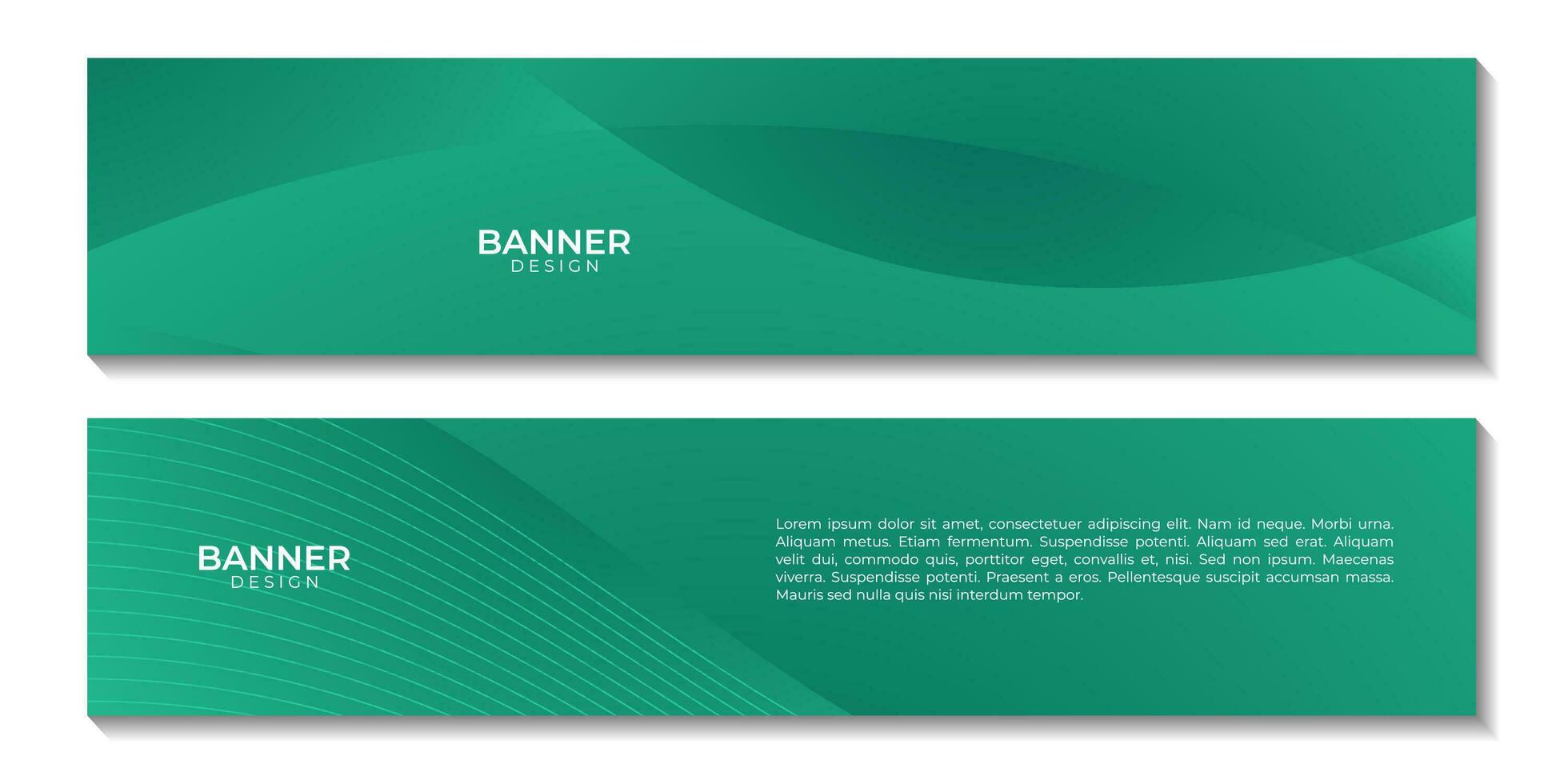 uppsättning av banderoller abstrakt grön bakgrund med vågor för företag vektor