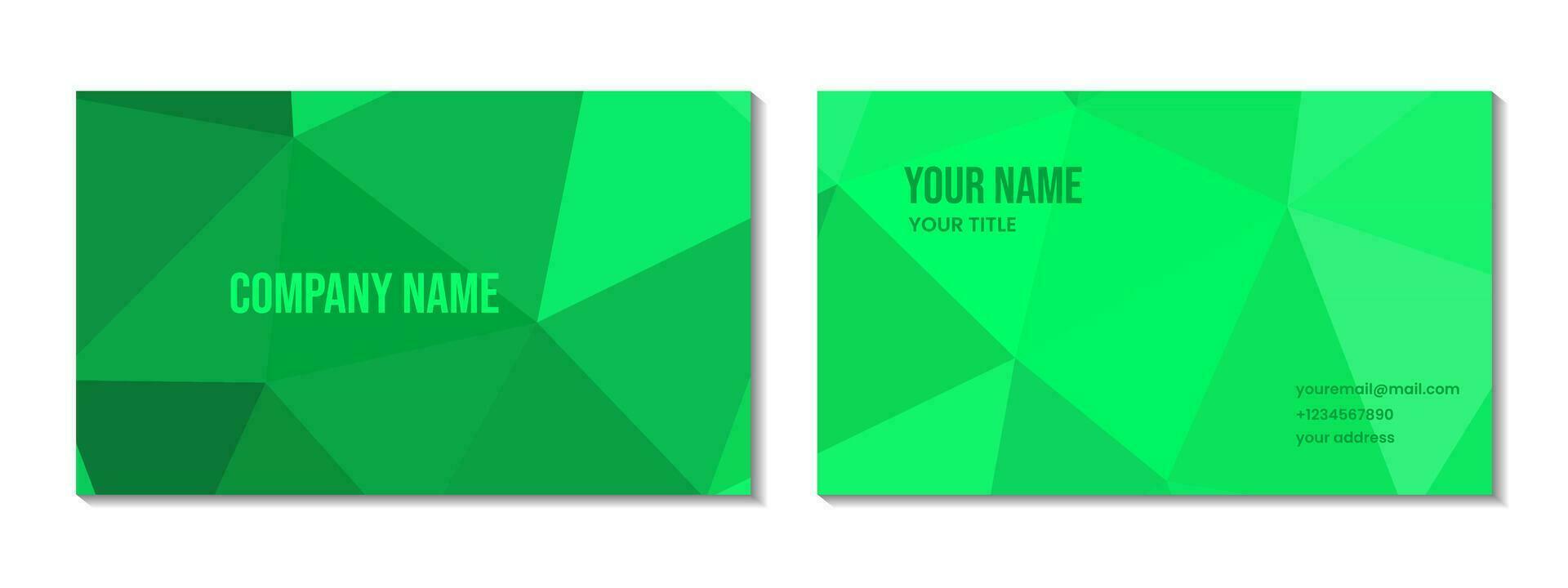 företag kort design abstrakt trianglar grön bakgrund. vektor illustration.
