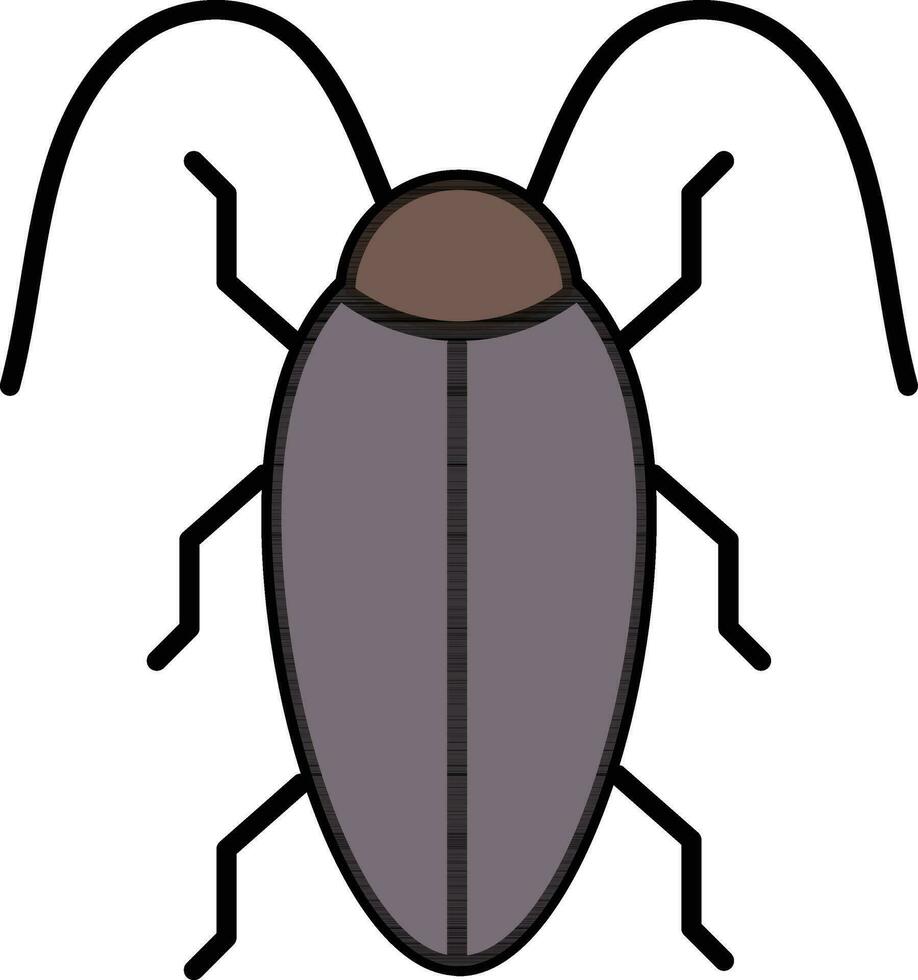 kackerlacka ikon eller symbol i svart och whiterown och ljus lila Färg. vektor
