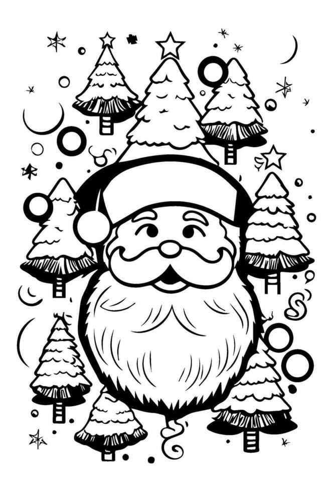 Weihnachten Winter Färbung Buchseite, Kind, Kinder, Illustration, Weihnachten, Santa Klausel. vektor