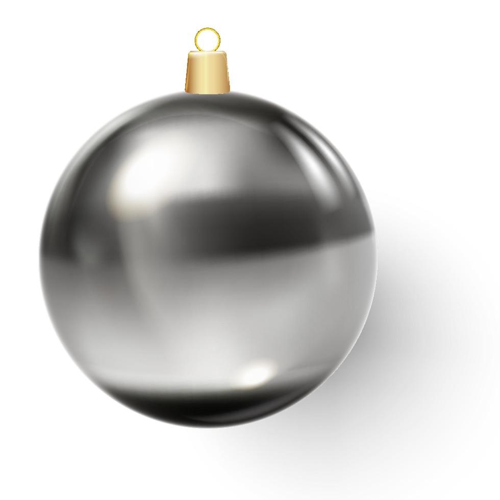 schwarzer Weihnachtsball. Weihnachtsglaskugel auf weißem Hintergrund vektor