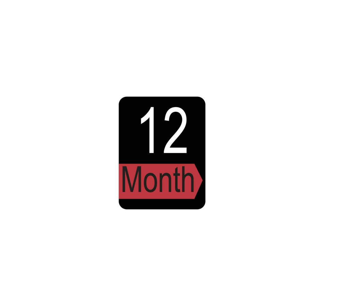 12 månad mörk röd svart bakgrund vit text vektor illustration