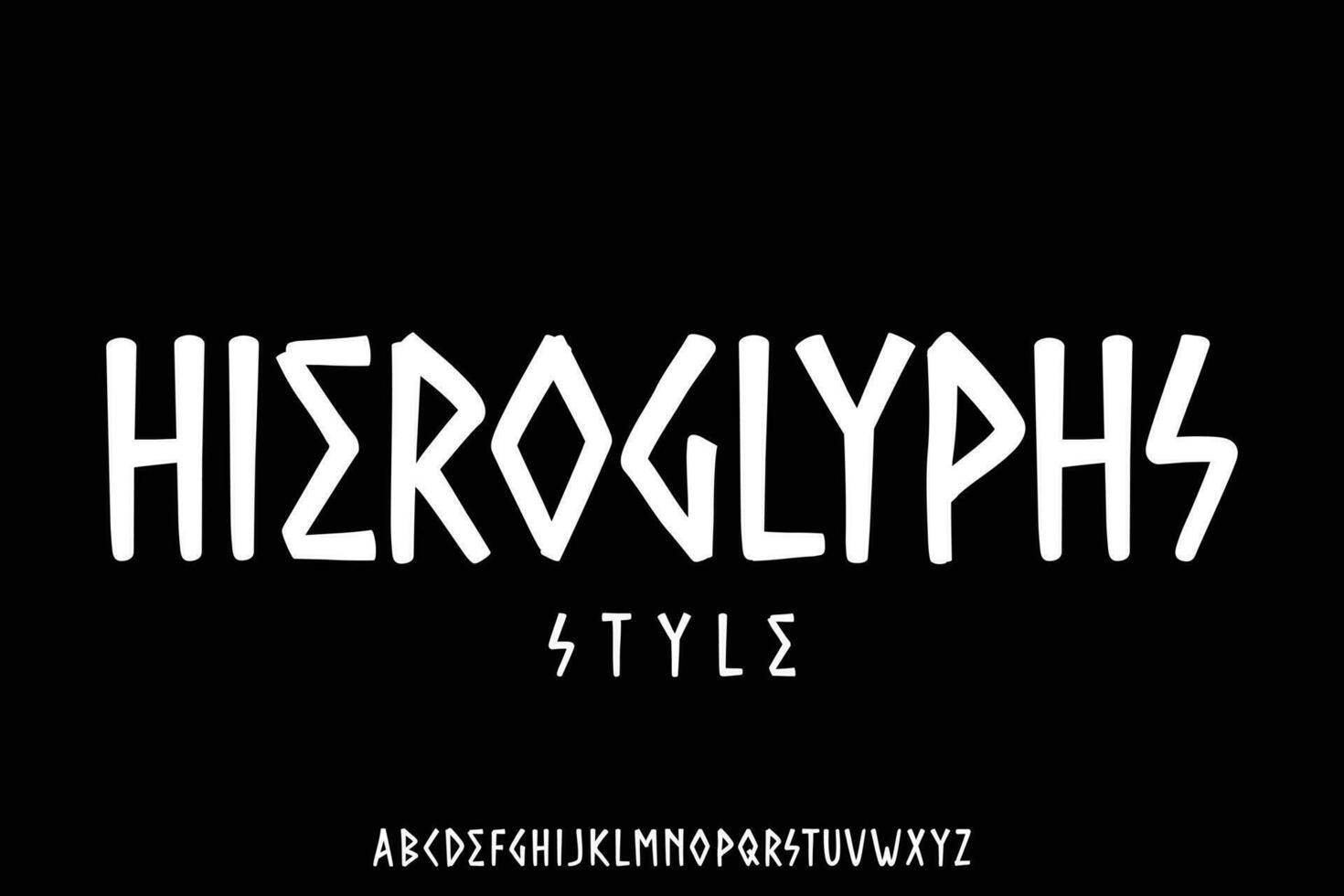 einzigartig dekorativ uralt Hieroglyphen Schriftart Vektor. kreativ Typografie Stil Alphabet Illustration vektor