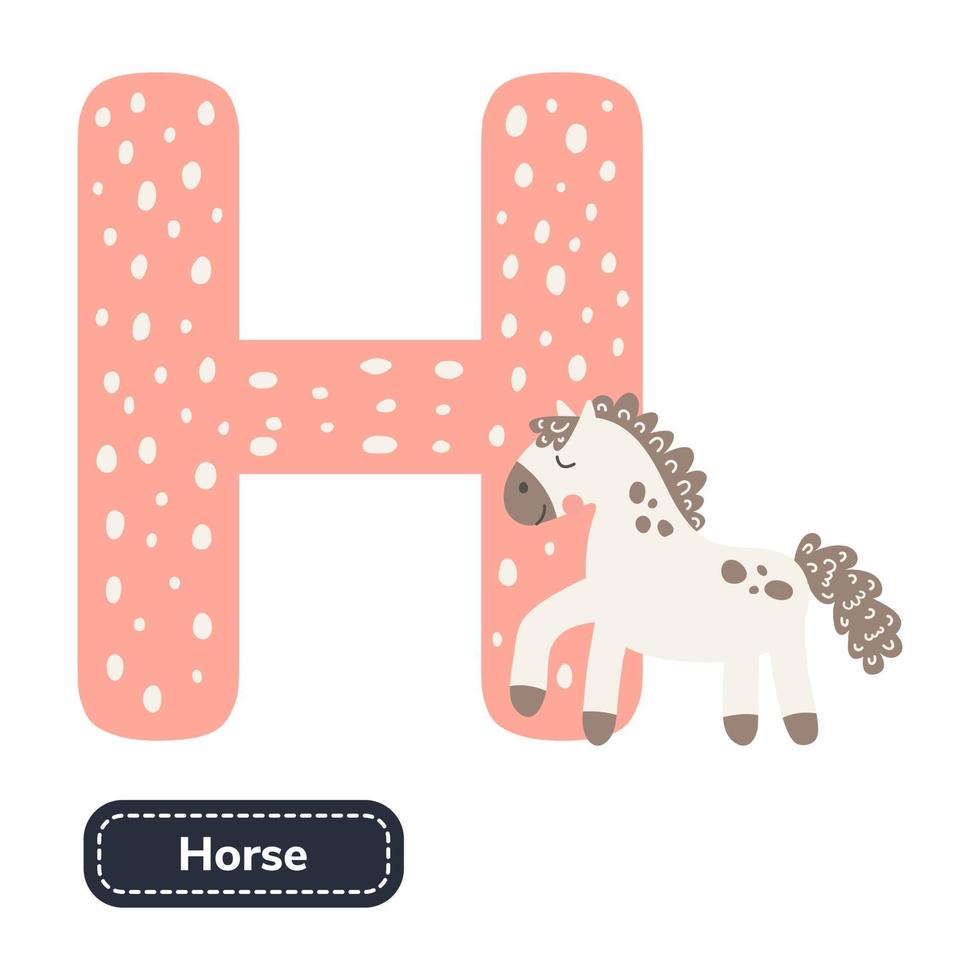 Kinder Alphabet Buchstabe h für Pferd vektor