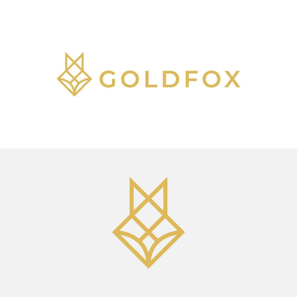 enkel modern minimal elegant lyx räv huvud logotyp design med guld Färg vektor