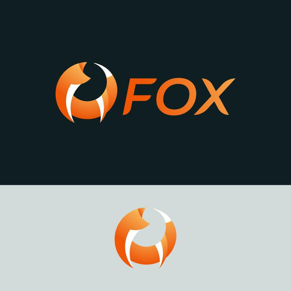 modern minimal Fuchs Logo Design mit Gradient Farbe vektor