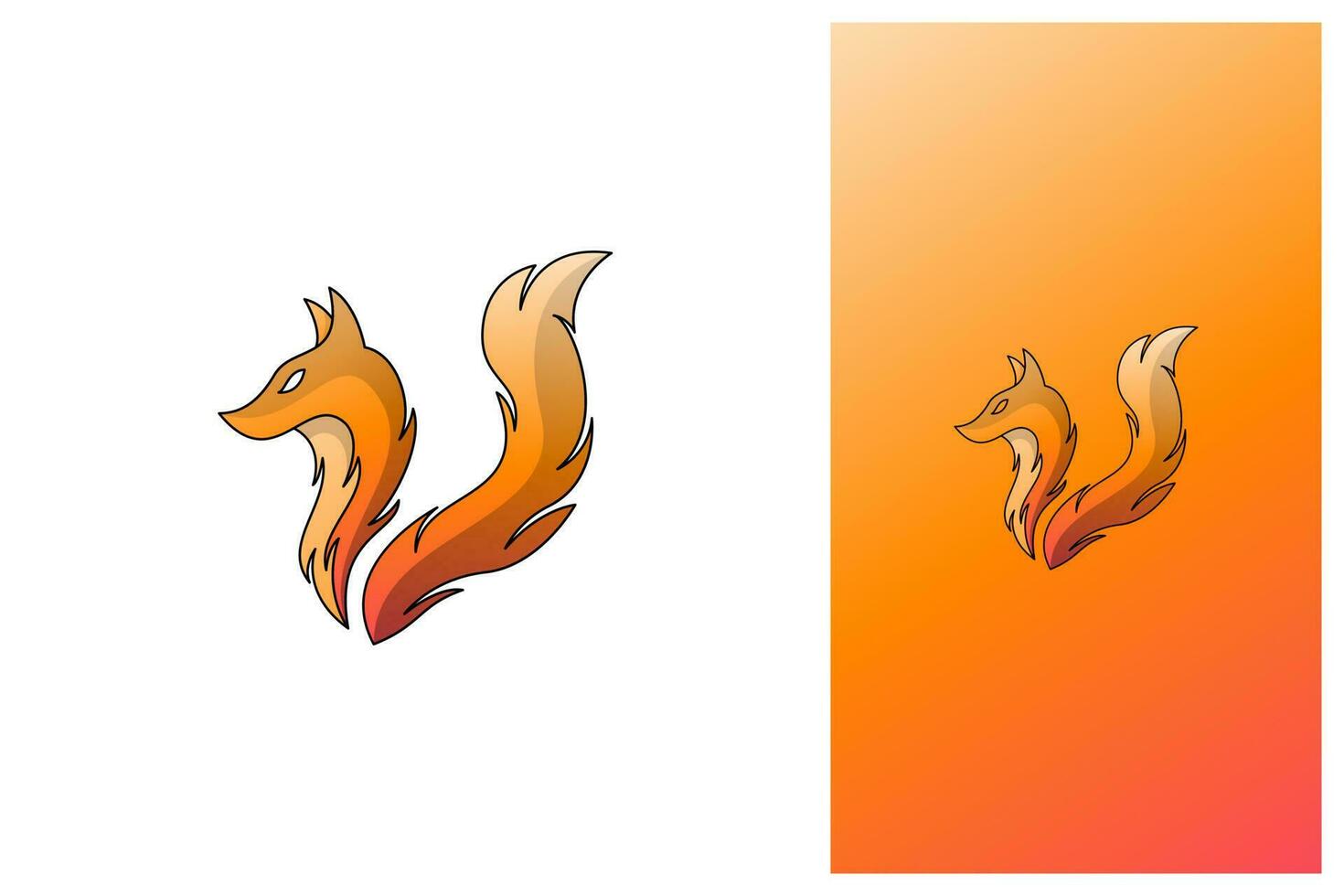 einfach minimal modern umrissen Fuchs Logo Design Illustration mit Gradient Farbe vektor