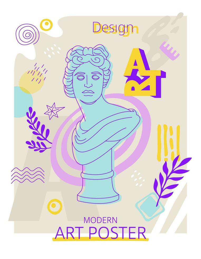 kreativ modern Kunst Poster, klassisch Skulptur. zum Ausstellung, Kultur, Musik- und Design. Vektor Illustration