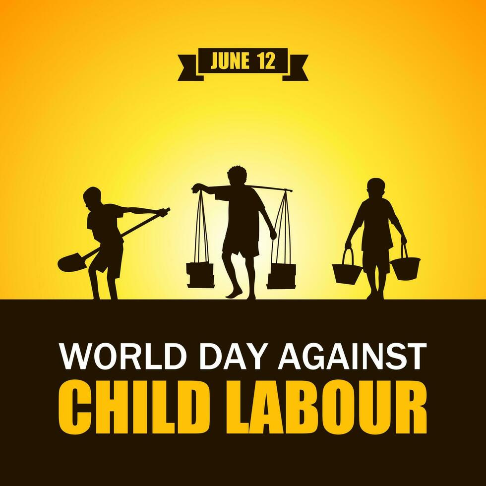 värld dag mot barn arbetskraft vektor illustration. lämplig för affisch, banderoller, kampanj och hälsning kort.