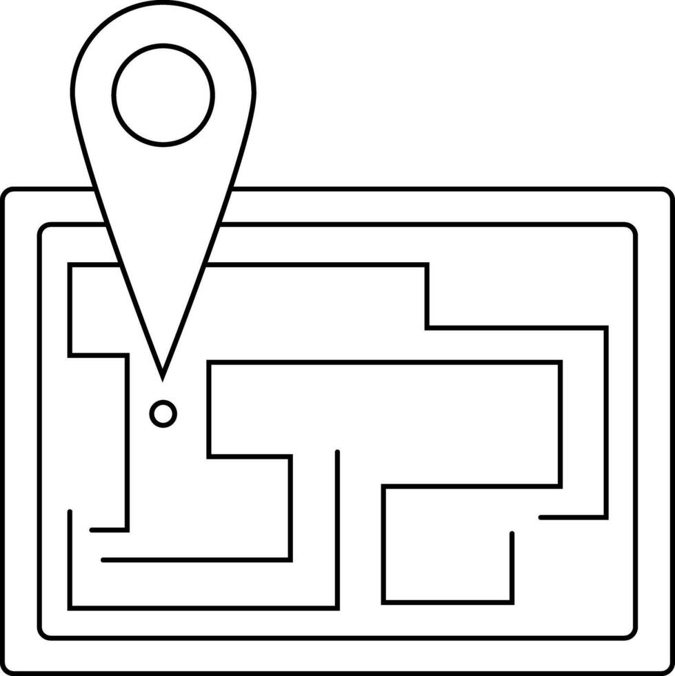 Route Ort Karte mit drücken Stift. vektor