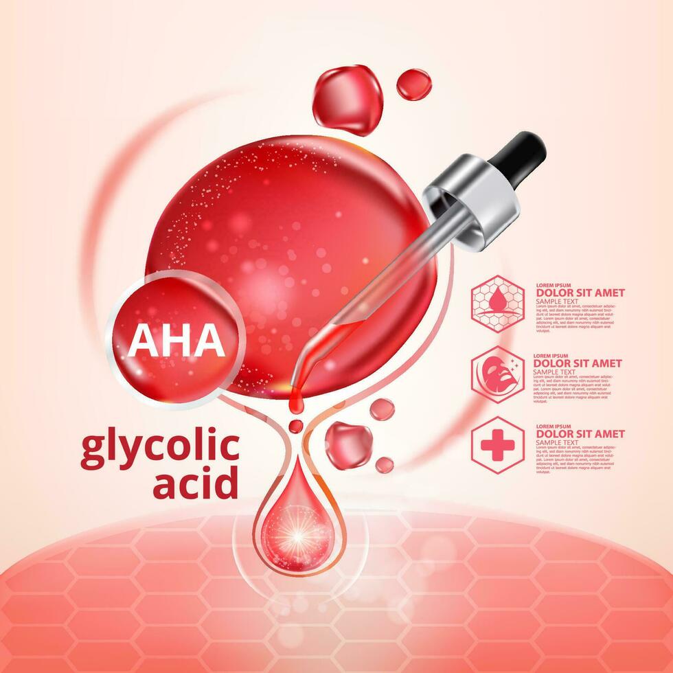 glykolisk syra serum hud vård kosmetisk vektor