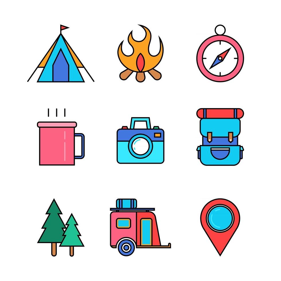 Sommercamp Starter Pack Icon Set vektor