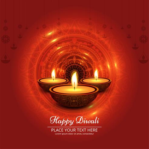 Diwali Festival Design mit drei Kerzen vektor