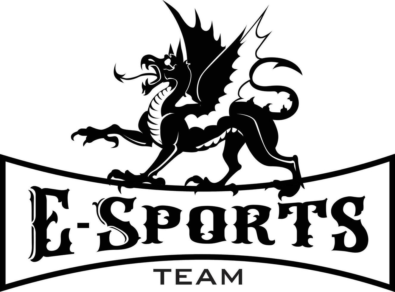 vektor minimalistisk platt logotyp drake esports isolerat på vit bakgrund