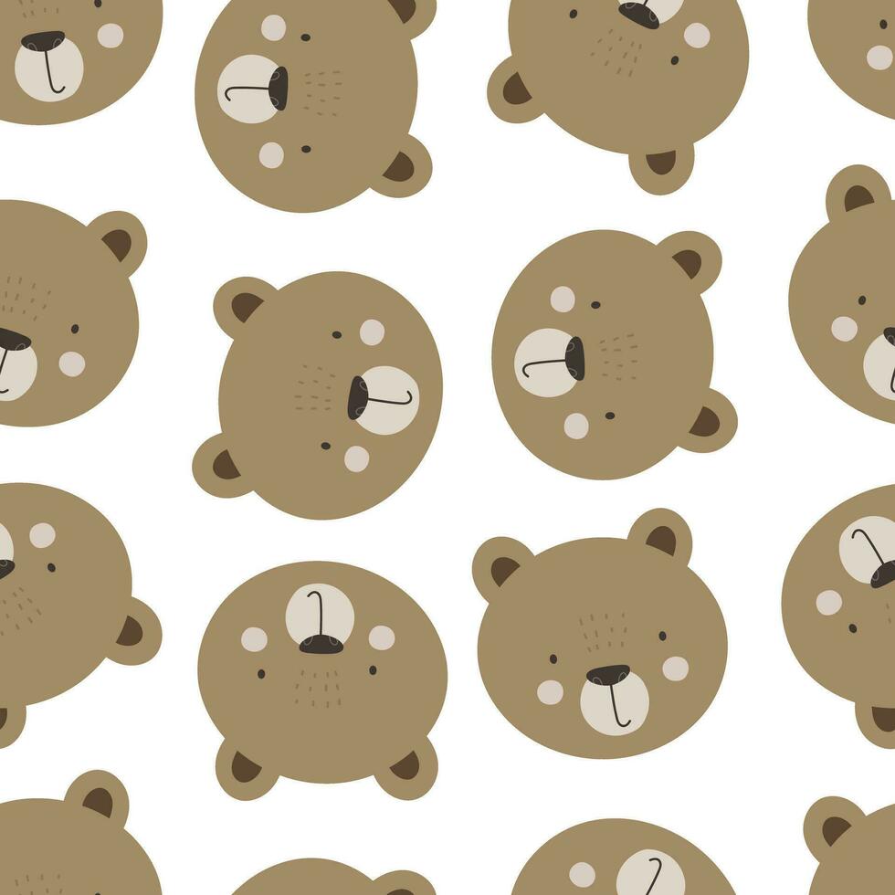 sömlös mönster med tecknad serie björnar. färgrik vektor platt för ungar. hand teckning. bebis design för tyg, skriva ut, omslag, textil-