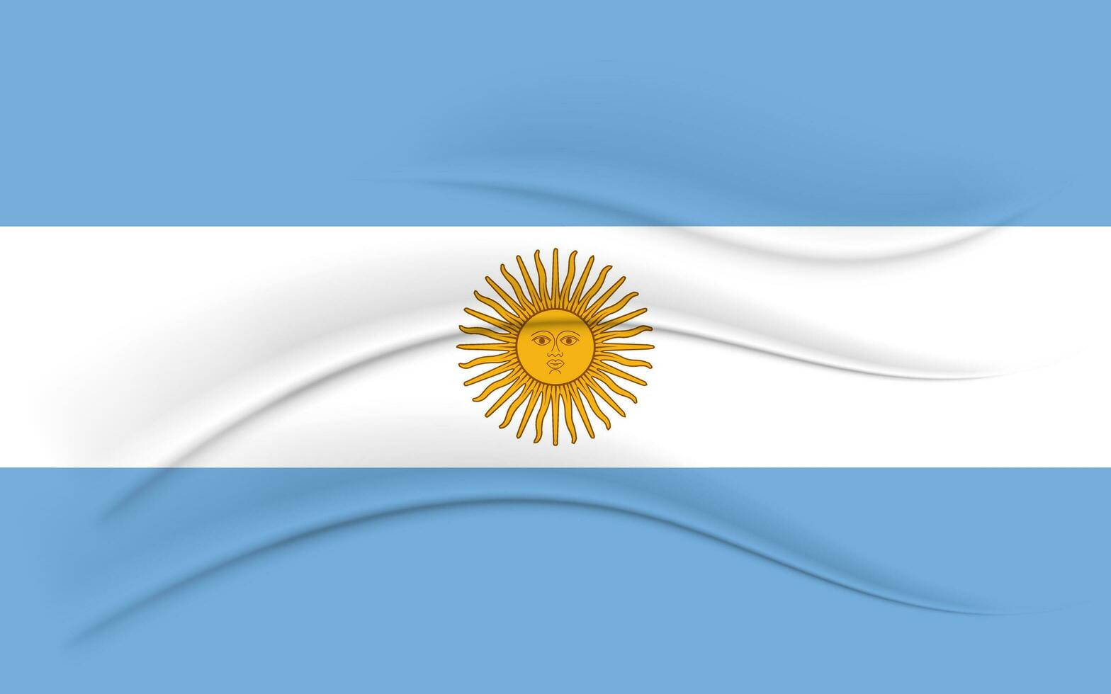 National Flagge von Argentinien mit Seide Wirkung. 3d Illustration, Vektor