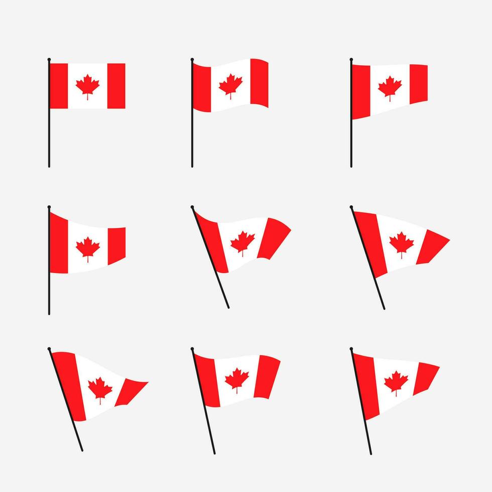 vektor samling av vågig kanada flaggor