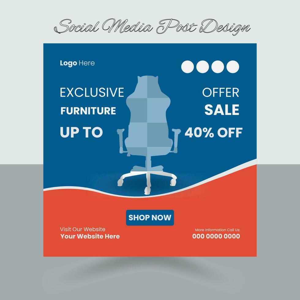 social media posta design för din möbel företag, möbel social media posta design, social media baner vektor