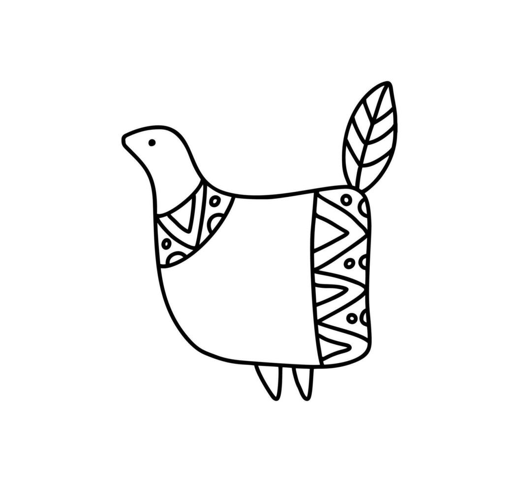 scandi linje logotyp fågel modern abstrakt klotter boho vektor illustration. scandinavian etno nordic stil hantverkare vykort. Bra för hälsning kort, födelsedag, affisch eller barn bok