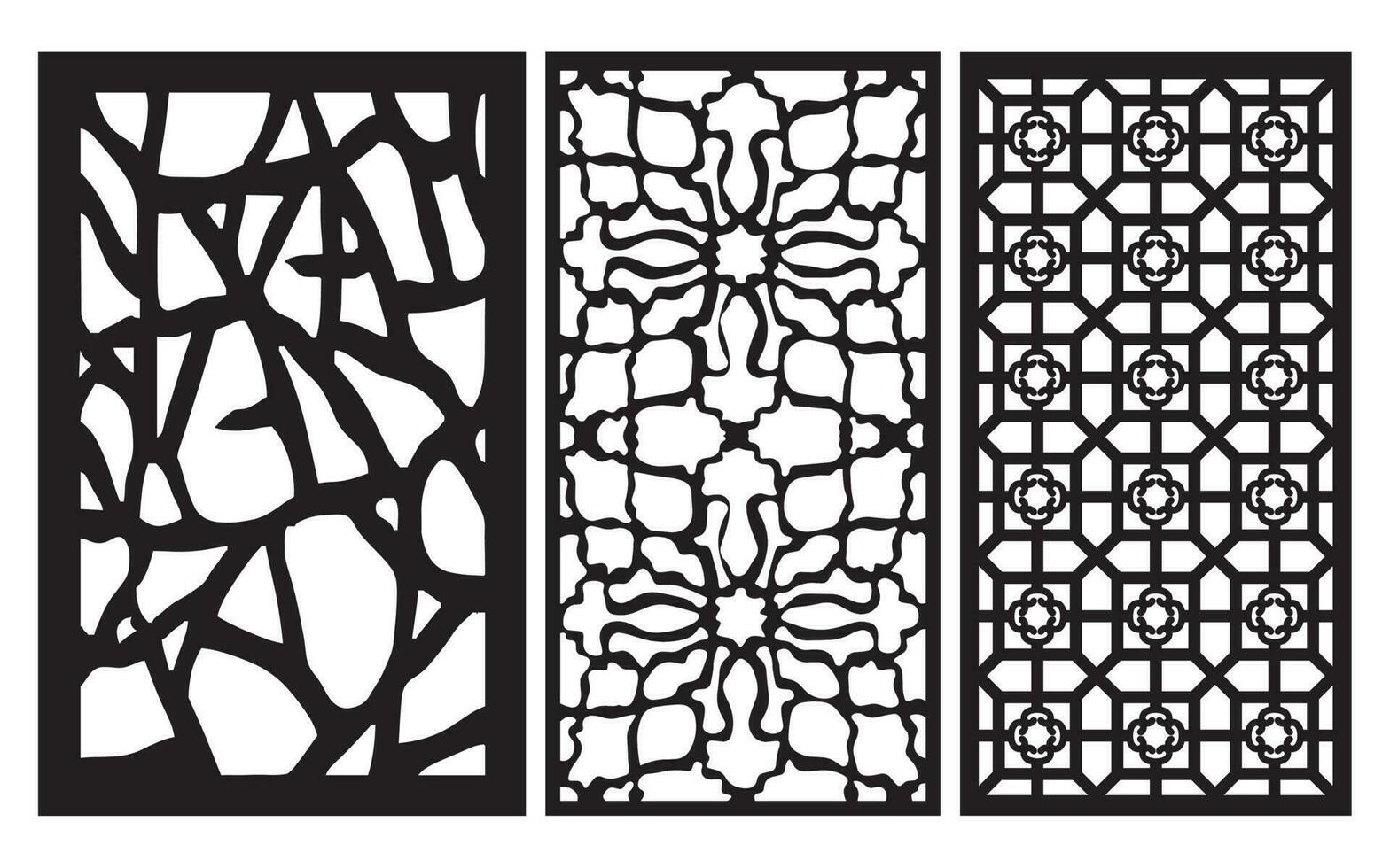 dekorativ svart mönster med vit bakgrund, geometrisk, islamic och blommig mall för cnc laser skärande vektor