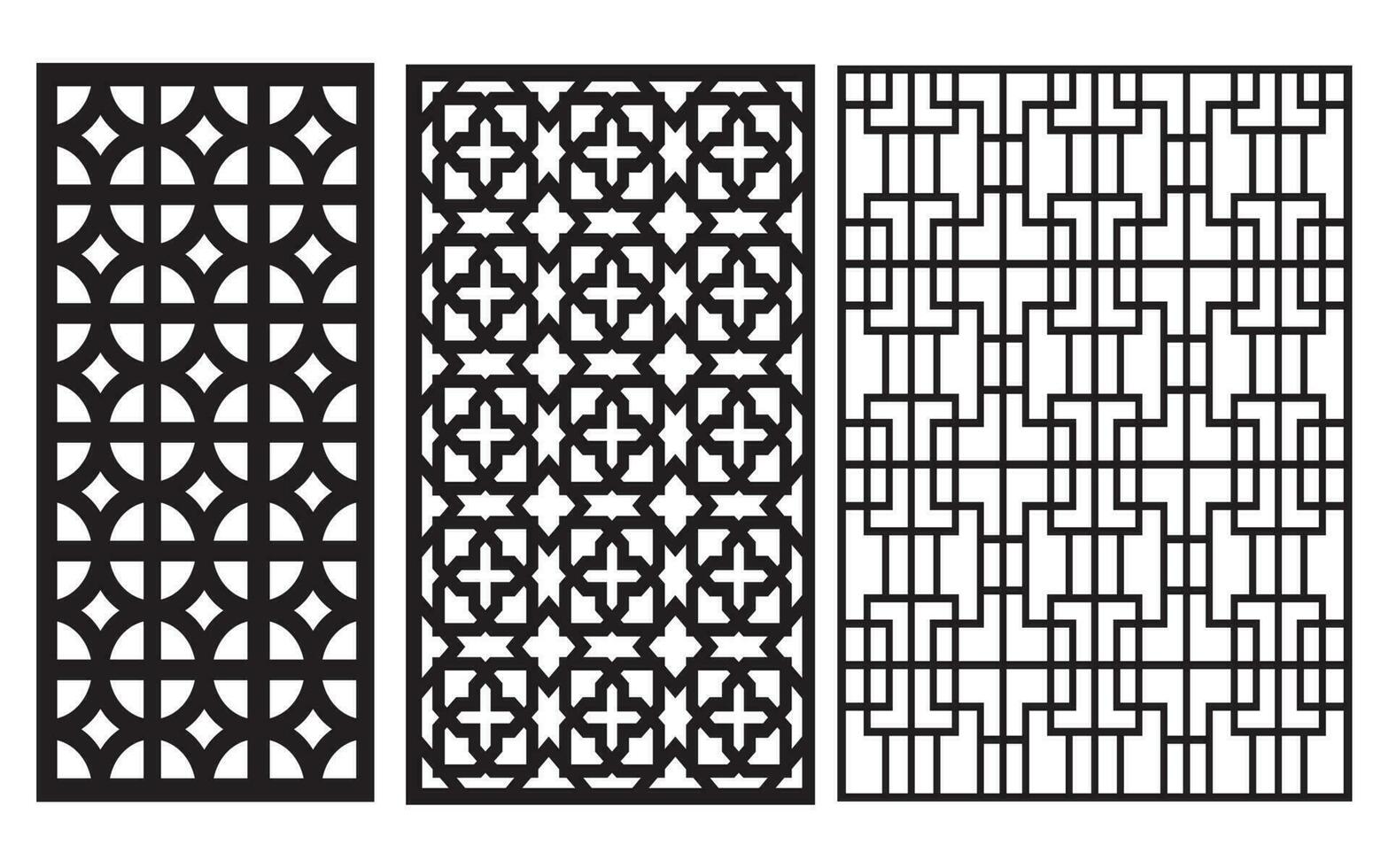 dekorativ svart mönster med vit bakgrund, geometrisk, islamic och blommig mall för cnc laser skärande vektor