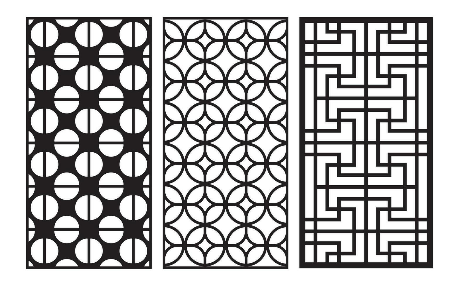 svart mönster med vit bakgrund, islamic vektorer med blommig paneler för cnc laser skärande