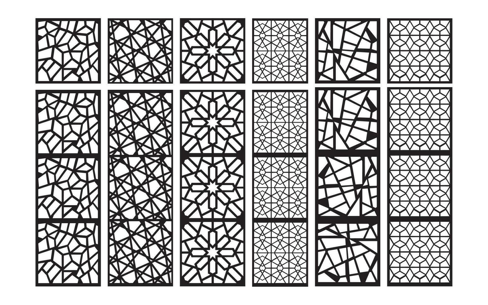 dekorativ svart mönster med vit bakgrund, geometrisk, islamic och blommig mall för cnc laser skärande vektor