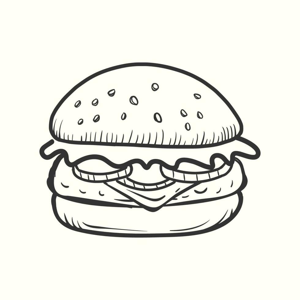 Burger Gekritzel Symbol. handgemalt Burger Illustration vektor