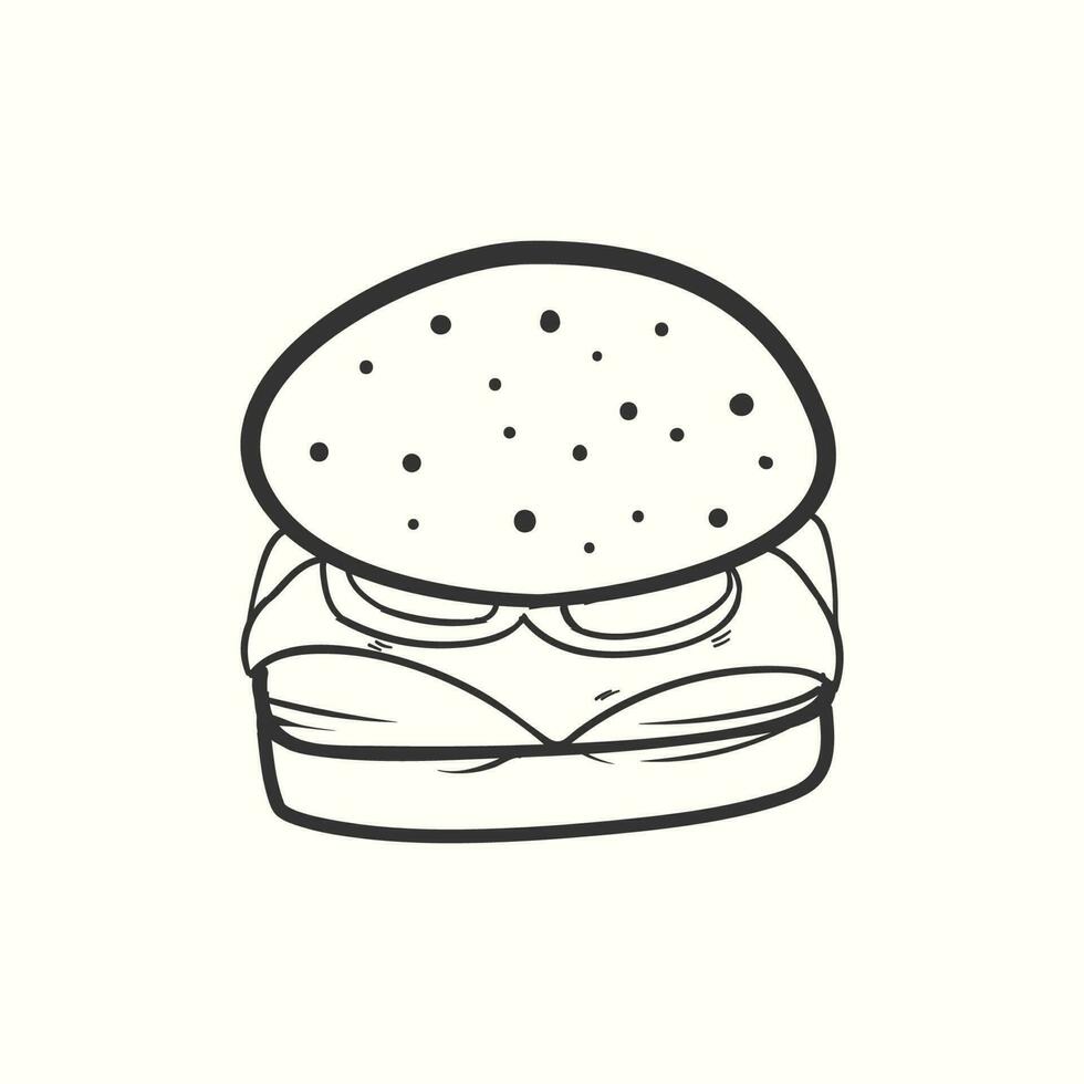 Burger Gekritzel Symbol. handgemalt Burger Illustration vektor