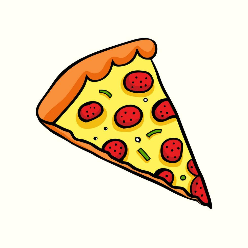 süß Pizza Illustration mit schmelzen Käse auf oben. Pizza Illustration vektor