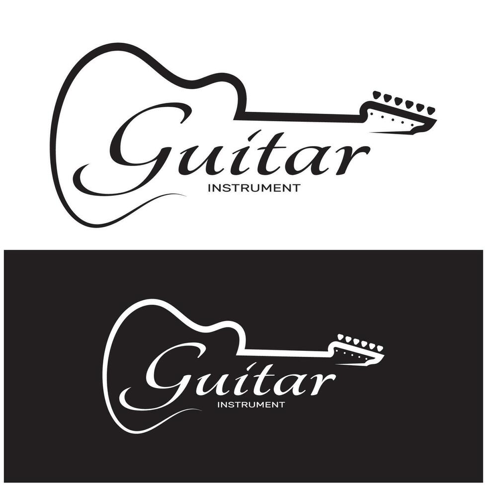 einfach Musical Gitarre Instrument Logo, zum Gitarre Geschäft, Musik- Instrument speichern, Orchester, Gitarre Unterricht, Apps, Spiele, Musik- Studio, Vektor