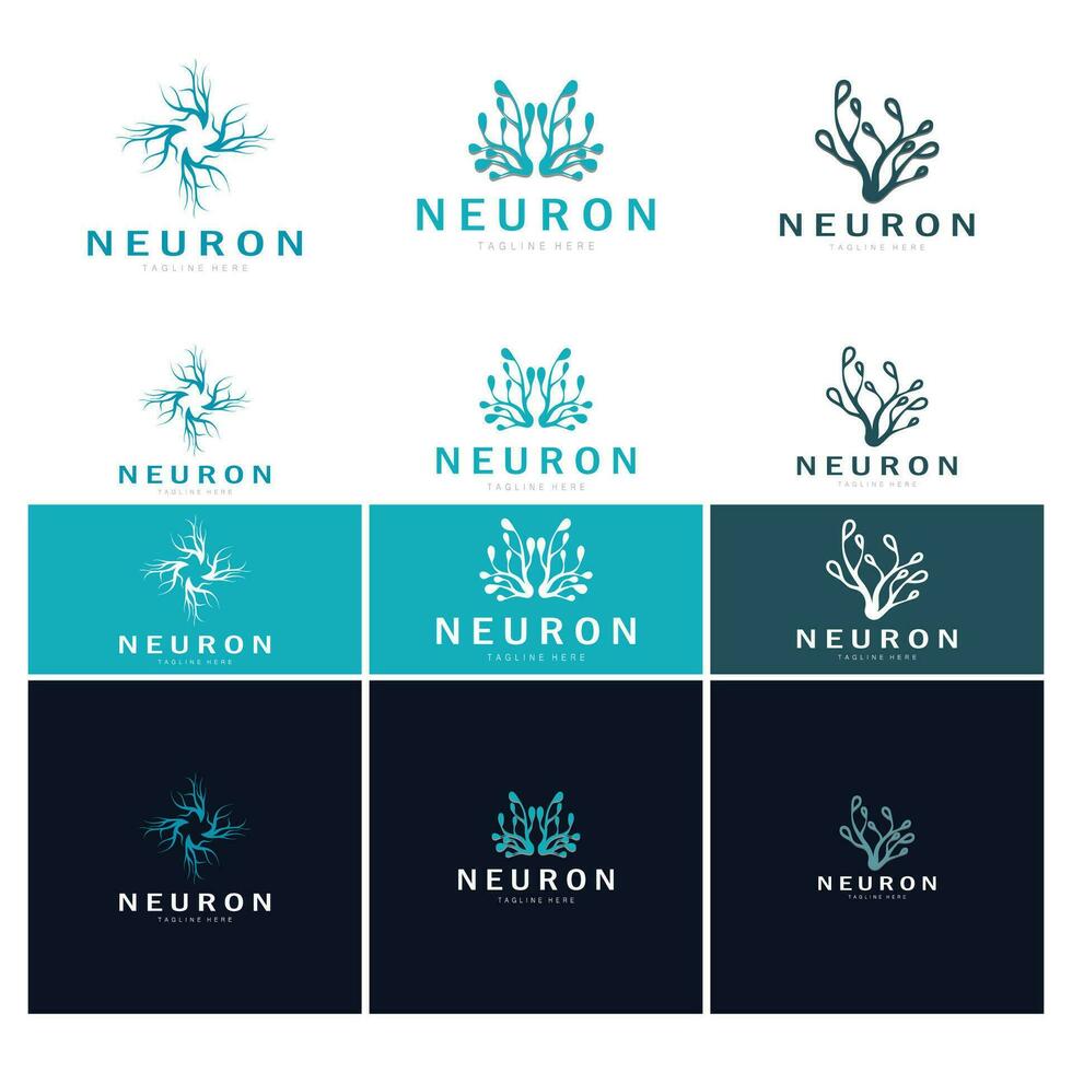 neuron, tång eller nerv cell logotyp designmolekyl logotyp illustration mall ikon med vektor begrepp