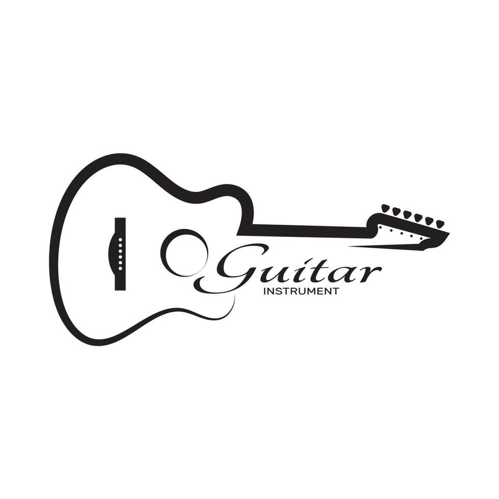 enkel musikalisk gitarr instrument logotyp, för gitarr affär, musik instrument Lagra, orkester, gitarr lektioner, appar, spel, musik studio, vektor
