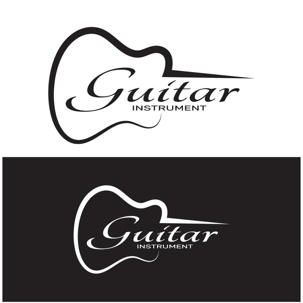 einfach Musical Gitarre Instrument Logo, zum Gitarre Geschäft, Musik- Instrument speichern, Orchester, Gitarre Unterricht, Apps, Spiele, Musik- Studio, Vektor