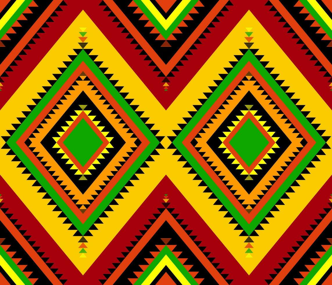 Emblem ethnisch Volk geometrisch nahtlos Muster im hell Farbe vektor