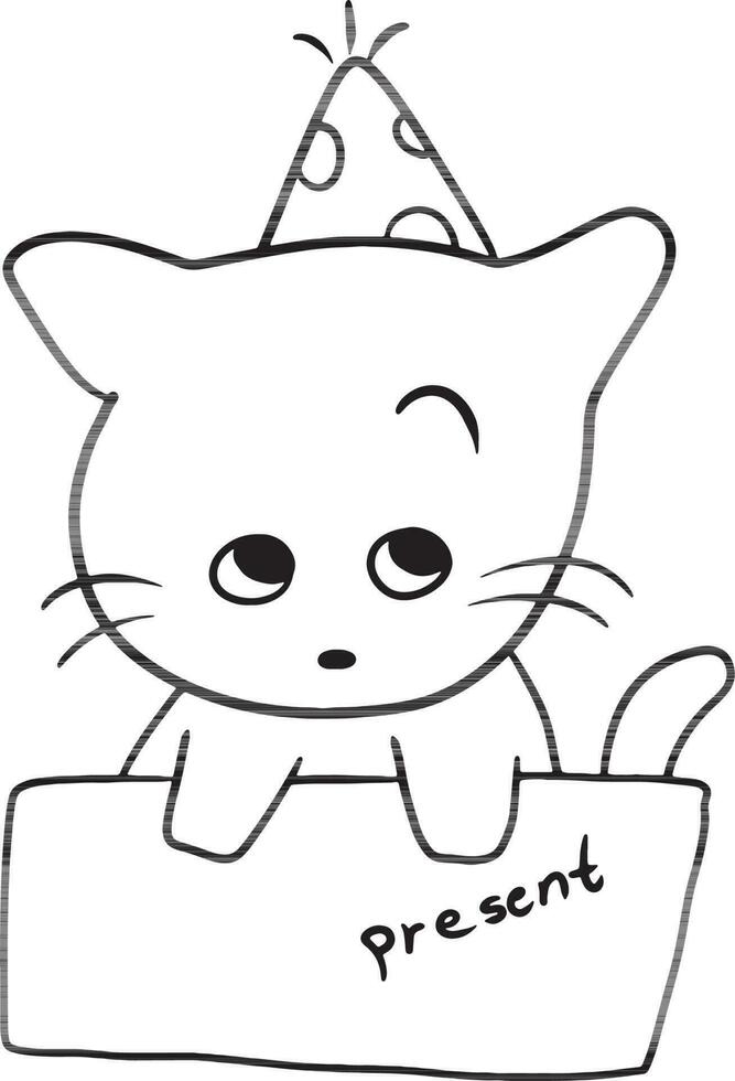 Katze Karikatur Gekritzel kawaii Anime Färbung Seite süß Illustration Zeichnung Clip Kunst Charakter Chibi Manga Comic vektor