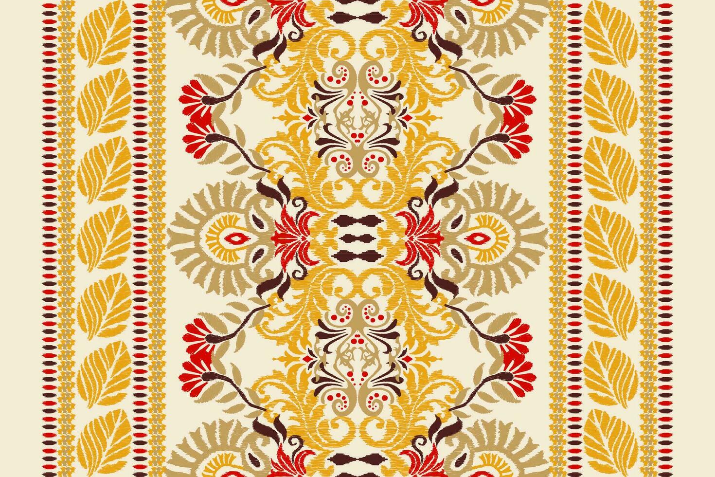 Ikat Blumen- Paisley Stickerei auf Weiß hintergrund.ikat ethnisch orientalisch Muster traditionell.aztekisch Stil abstrakt Vektor illustration.design zum Textur, Stoff, Kleidung, Verpackung, Dekoration, Schal, Teppich